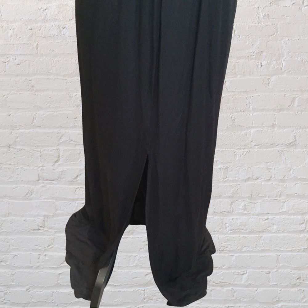 NWT, Elan Black Maxi Dress w/Centered Split Leg and Crocheted Laced Top - Small - Picture 9 of 9